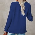 thumbnail image 4 of JGGSPWM Solid Crochet Knit Sweaters for Womens Fall Trendy Tops Button Up Henley V Neck Long Sleeve Pullover Cute Comfy Jumper Casual Elegant Sweater Blue M, 4 of 7
