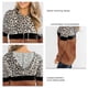thumbnail image 5 of Sudadera de manga larga para mujer, bolsillo con cremallera, marrón, talla M, perfecta para el hogar, los viajes y la oficina. Sudadera con capucha con estampado de leopardo y costuras, 5 of 7
