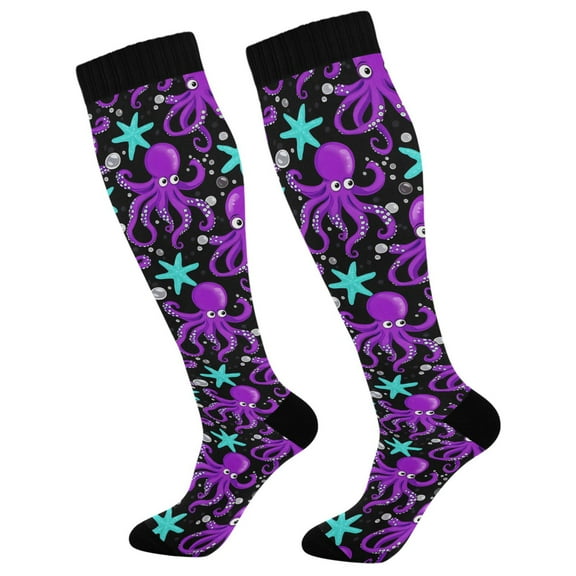 joogoo Octopus Starfish Purple-s1 Compression Socks Women Men Knee High Sock