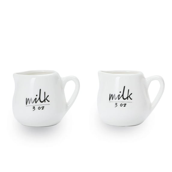 Creamer Pitcher with Handle,Ceramics Milk Creamer Container for Milk,Coffee,Sauce,Microwave Safe, White (3-Ounce, Set/2)