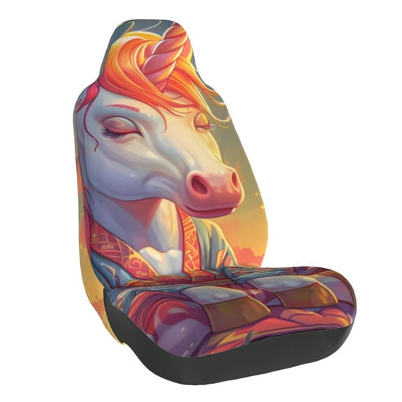 Honeii Meditating Cute Horse Print Car Seat Cover,Car Interior Covers,Universal Fit Seat Protector, Compatible with Most Cars, SUVs, Trucks, and Vans