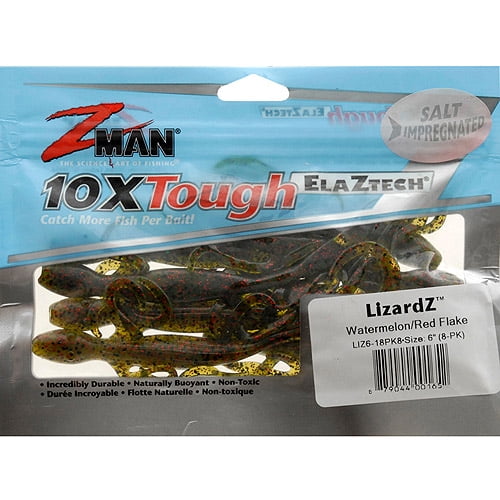 ZMan LizardZ 8" Soft Baits, Watermelon Red, 8Pack