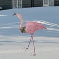 thumbnail image 2 of Northlight 3' Pink Glittered Flamingo with Holly and Berry Outdoor Yard Decor, 2 of 4