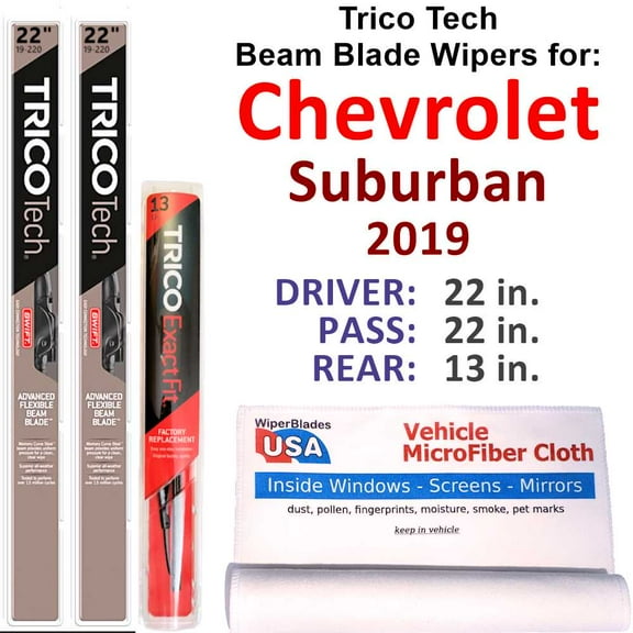 2019 Chevrolet Suburban Beam Blade Wipers (Set of 3) w/Rear Wiper
