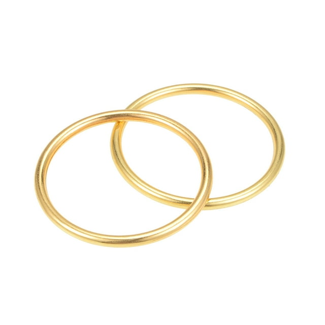 Unique Bargains 2Pcs O Ring Buckle 1.6-Inch(40mm) Zinc Alloy O-Rings Gold Tone for Hardware Bags Belts Craft DIY Accessories