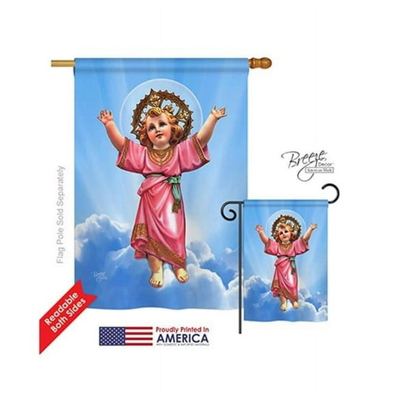 Breeze Decor 03052 Divine Baby Jesus 2-Sided Vertical Impression House Flag - 28 x 40 in.