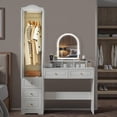thumbnail image 3 of JanflyHome Vanity Desk Armoire Set, Vanity Table with Mirror Lights, Makeup Table French Country Dressing Table for Bedroom, White, 3 of 8