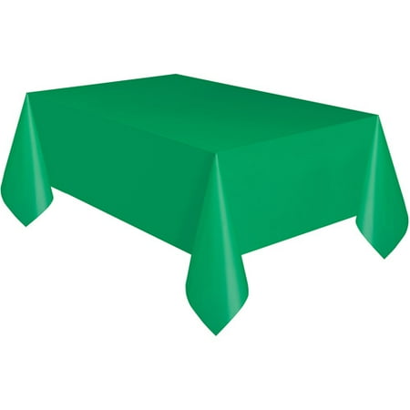 Unique Team Spirit Solid Rectangle 108"x54" Plastic Tablecover, Green