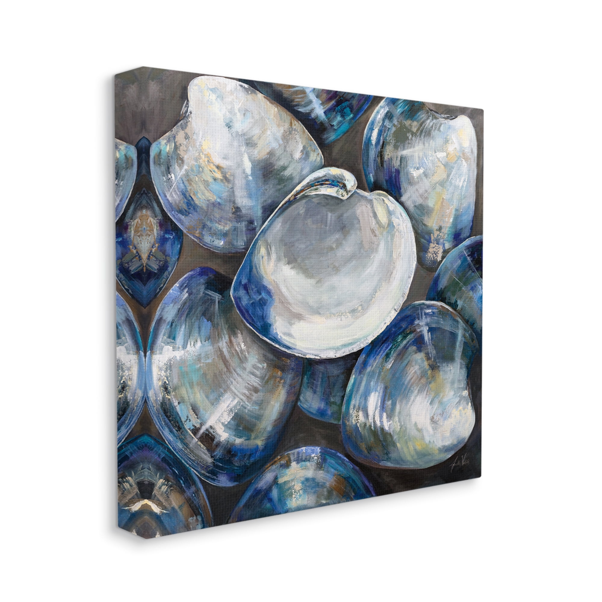 Stupell Industries Clam Shells Painting Animals & Insects Painting Gallery Wrapped Canvas Print Wall Art, 30 x 30