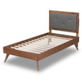 thumbnail image 4 of Baxton Studio Laima Mid-Century Modern Dark Grey Fabric Upholstered and Walnut Brown Finished Wood Twin Size Platform Bed, 4 of 10