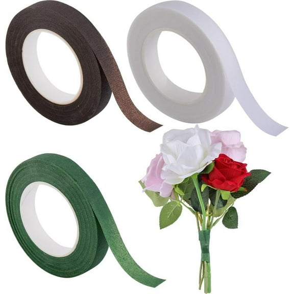 1Bags 3 Colors 88 Yards Floral Paper Tape 0.5" Wide Flower Tapes Crepe Waterproof Florist Tape Arranging Craft for Flower Arrangements Supplies Bouquet Stem Wrap Craft Corsages Wedding