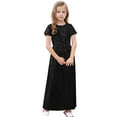 thumbnail image 4 of Annhoo Long Dresses for Toddler Kids 2025 Summer Crew Neck Short Sleeve Shiny Cute Solid Maxi Dresses 4-14 Years, 4 of 9