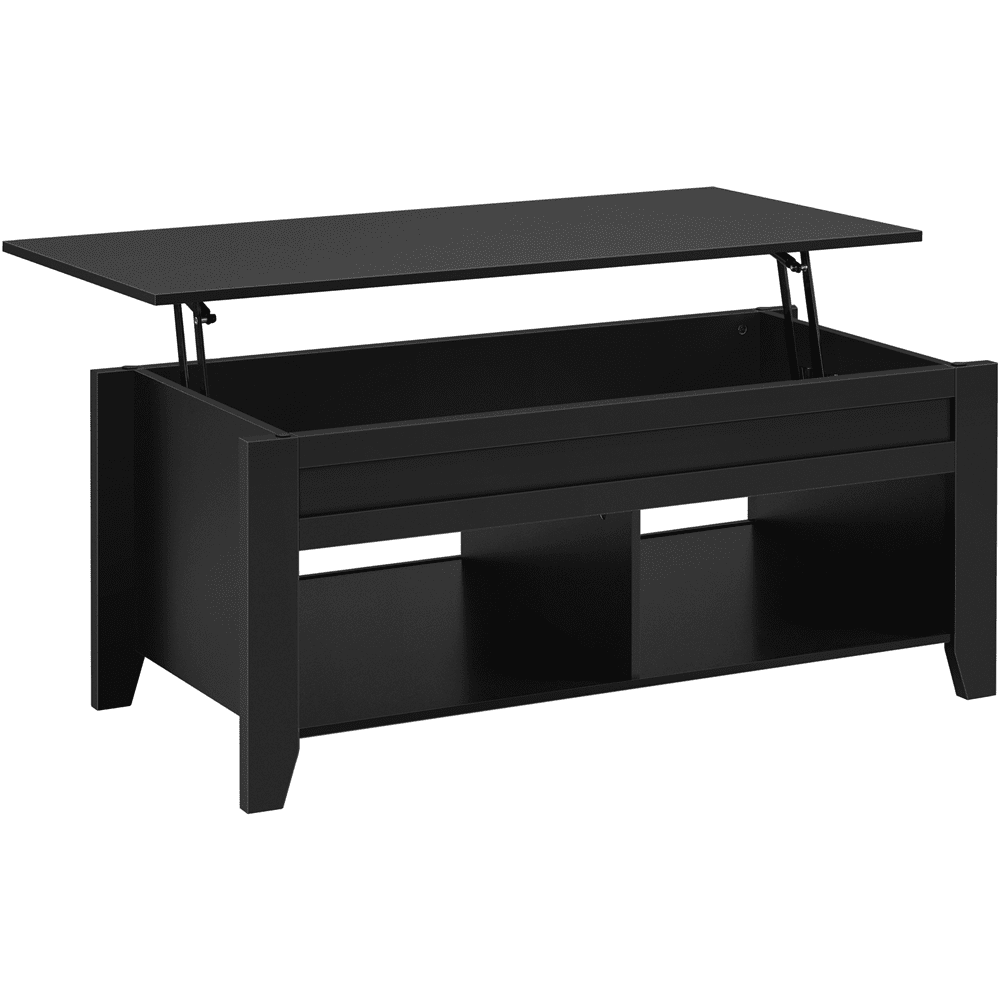 Yaheetech 39.5in Lift Top Coffee Table w/ Storage & 2 Open Shelves for Living Room, Black