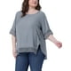 thumbnail image 4 of Blusas Casuales de Manga Corta de Encaje de Talla Grande para Mujeres Agnes Orinda, Cuello Redondo, 1X Gris Claro, 4 of 6