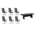 thumbnail image 1 of Pemberly Row Set of 7 - Cherry Conference Table & 6 Dark Gray Executive Chairs, 1 of 15