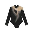thumbnail image 7 of YiZYiF Kids Girls Sparkly Gymnastics Leotard Long Sleeve Figure Skating Tumbling Dance Bodysuit Top Black 16, 7 of 7