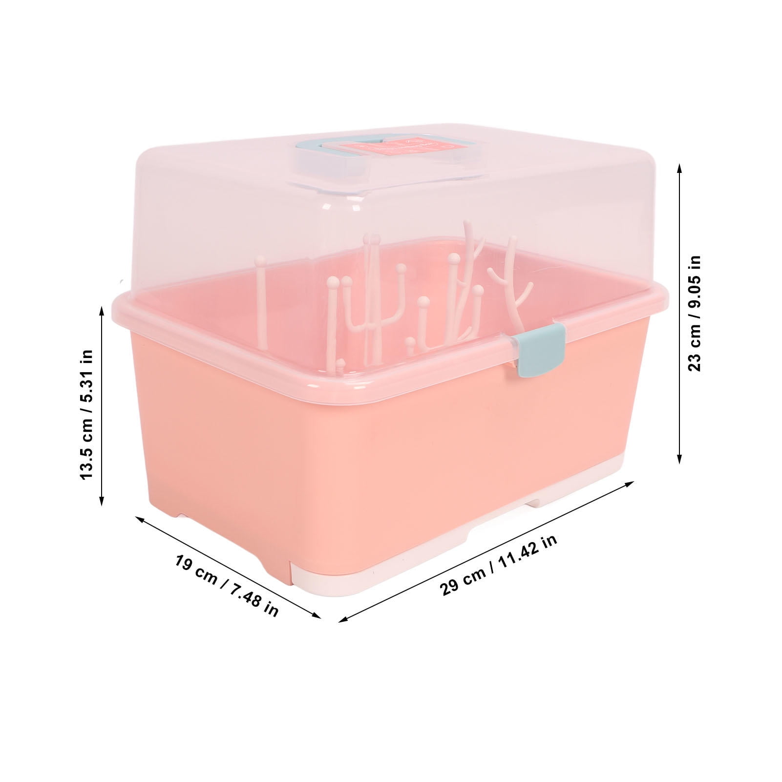 LAZIOEGR PP Baby Bottle Drying Rack - Portable Dust-Proof Sealed Storage Organizer for Bottles & Tableware (Pink)