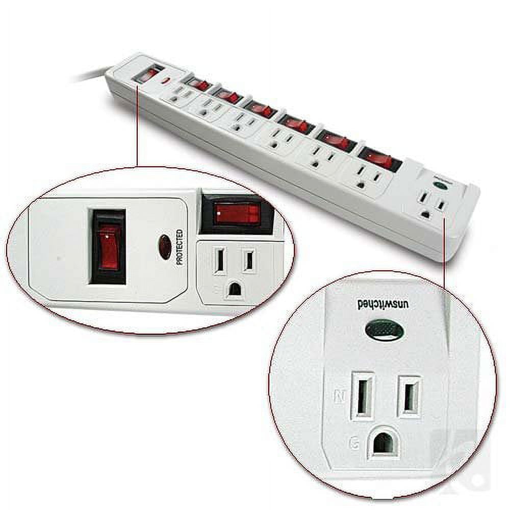 Generic 112 0205 7 Outlet Surge Protector with Individual Switches