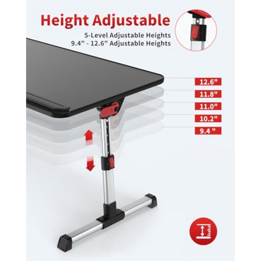 Laptop Desk Table, Adjustable Laptop Stand, Portable Lap Desks with Foldable Legs, Notebook Standing Breakfast Tray Reading Desk for Sofa Couch Bed Floor , Medium Size
