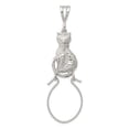 thumbnail image 3 of 925 Sterling Silver Polished Sitting Cat Shaped Charm Holder Pendant, 3 of 5