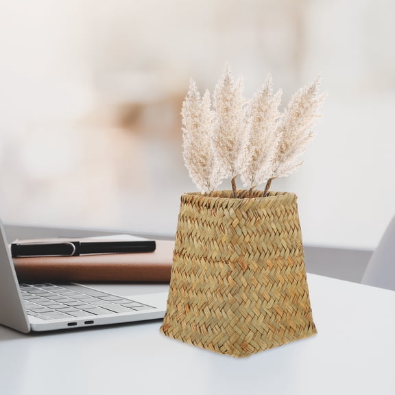LEXSOMEO Straw Woven Flowers Vase Decorative Straw Vase Woven Flower Plant Container Vase