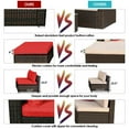 thumbnail image 7 of GVN 5 Pcs Outdoor Patio Rattan Furniture Set Sectional Conversation with Navy Cushions-Red, Outdoor Sofa Sectional , Coffee Table for Patio Back Deck, Balcany, Poolside, 7 of 7