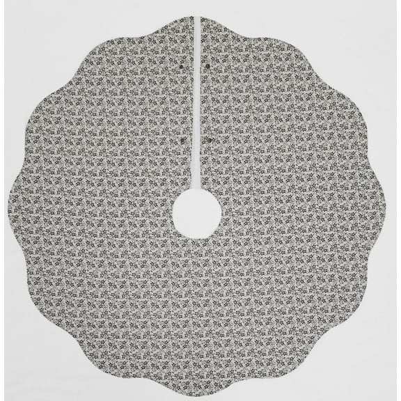 Damask Christmas Tree Skirt By Penny's Needful Things (White Floral Damask) (Scalloped)