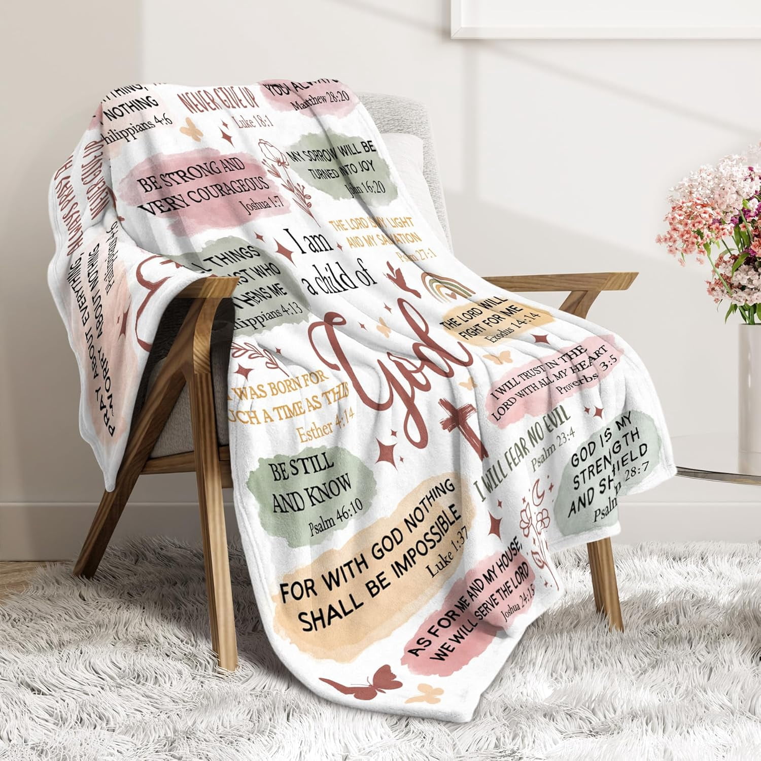 Christian Gifts for Women Birthday, I Am a Child of God Blanket, Baptism Gifts for Girl, Teen Girl Gifts Trendy Stuff, Inspirational Confirmation & First Communion Gifts for Girls