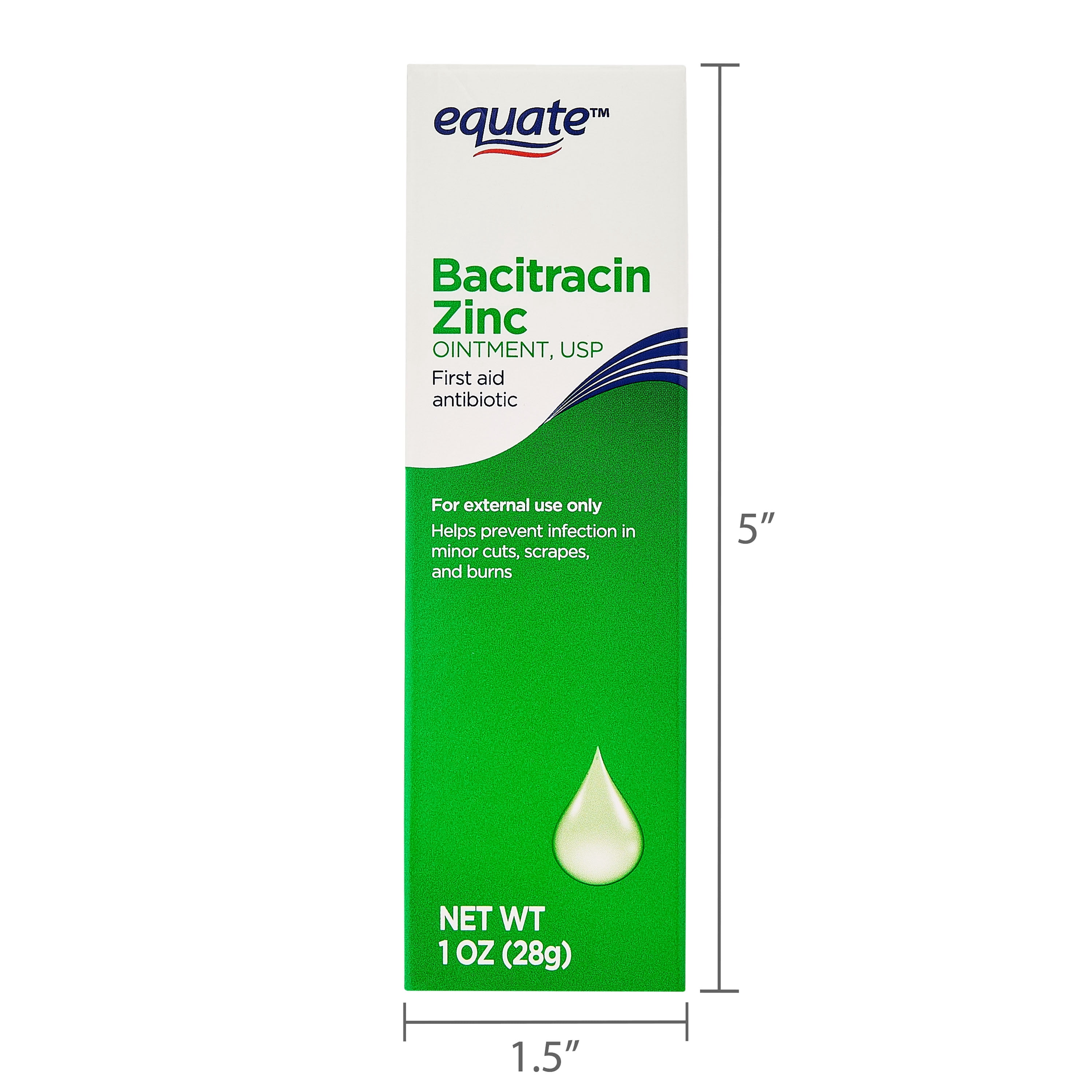 Equate Bacitracin Zinc USP Ointment, First Aid Antibiotic, 1 oz