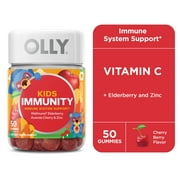 OLLY Kids Immunity Gummy Supplement with Wellmune and Elderberry, Cherry Berry, 50 Ct