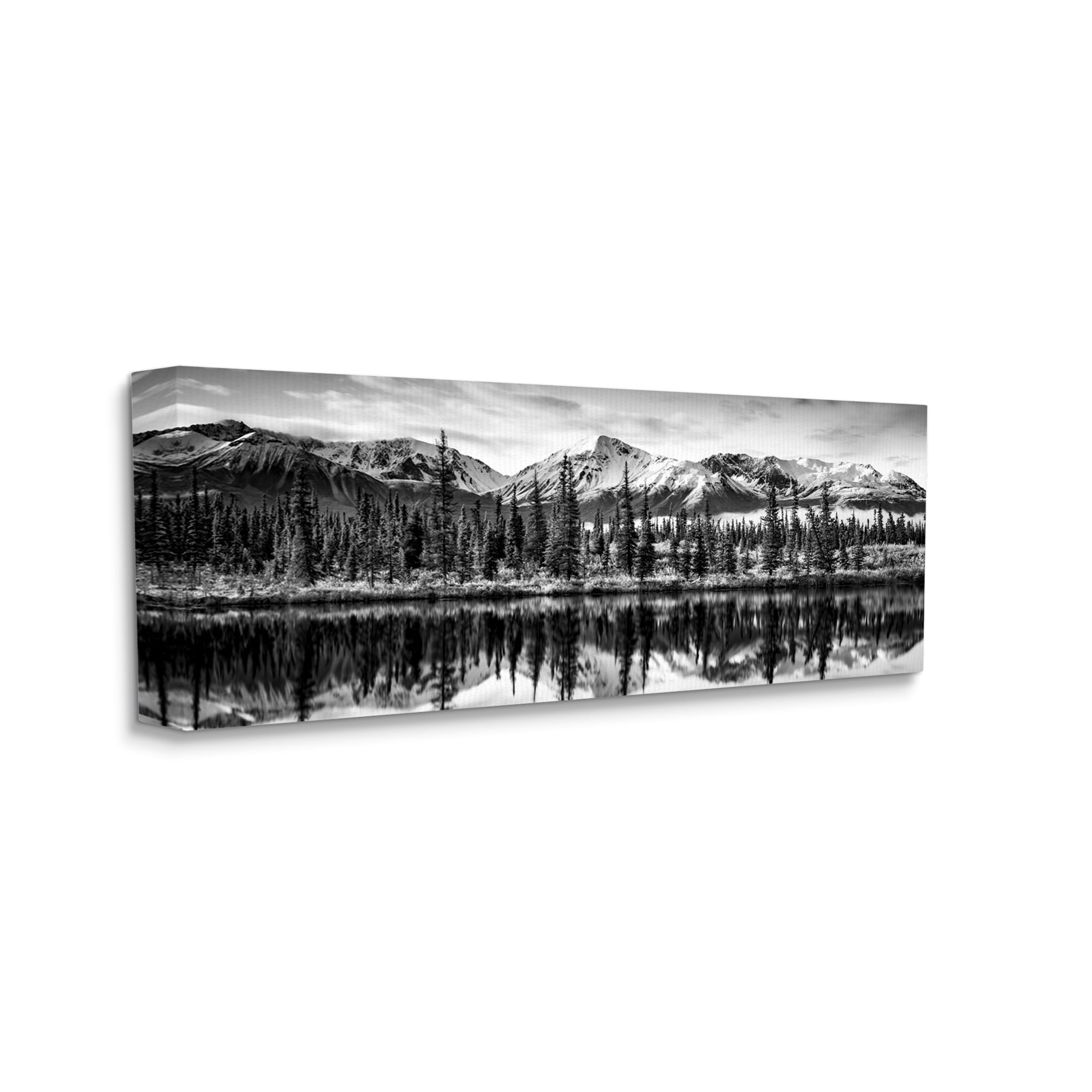 Stupell Industries Monochrome Lake Reflection Landscape Photography Gallery Wrapped Canvas Art Print Wall Art, 48 x 20