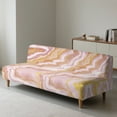 thumbnail image 6 of SCRAWLGOD Marble Print Pink Golden Armless Futon Covers Futon Slipcovers Non-Slip Couch Cover Sofa Bed Protector, Sleeper Sofa Cover with Elastic Bottom, Machine Washable, 6 of 7