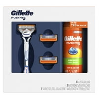 Gillette Fusion5 Men's Razor Holiday Gift Pack including 1 Razor, 3 Razor Blades, and 1 Shave Gel