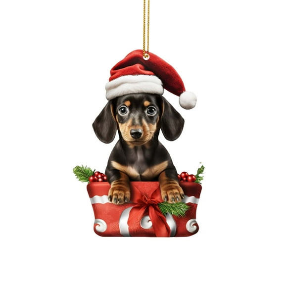 Holloyiver Christmas Ornament, Funny Dog Christmas Tree Ornament, Dachshund Christmas Decorations, Dog Lovers Gift Idea Xmas Decor, Dachshund Ornaments for Christmas Tree Car Backpacks
