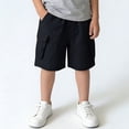thumbnail image 2 of QIUOMBBP Athletic Quick Dry Shorts for Boys Solid Color Cargo Short Pants with Pockets Loose Summer Bottoms Black 6Years, 2 of 9