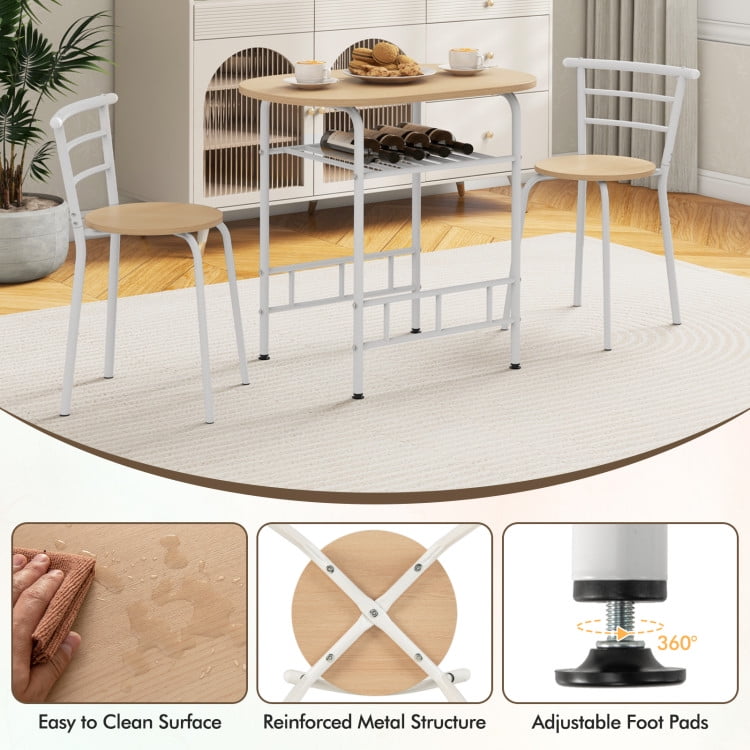 Finihen Dining Set, Dining Table Set, 3 pcs Home Kitchen Bistro Pub Dining Table 2 Chairs Set, for Home, Restaurant, Tan Finihen Dining Set, Dining Table Set, 3 pcs Home Kitchen Bistro Pub Dining Table 2 Chairs Set, for Home, Restaurant, Tan