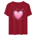 thumbnail image 4 of mihongmao Valentine Graphic T Shirts for Women Casual Round Neck Short-sleeved Christmas Tree Printed T-shirt Wine L, 4 of 6