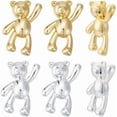 thumbnail image 1 of 12 colgantes de oso de peluche de latón dorado y plateado con forma de oso de peluche, adorno colgante de animal de la suerte kawaii., 1 of 5