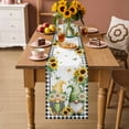 thumbnail image 2 of Sunflower Gnomes Table Runner - 60 Inch Long Spring Farmhouse Country Daisy Leaf Plaid Cotton and Linen Blended Dress Scarves Farmhouse Table Runner for Kitchen Dining, Coffee Table, 13" x 60", 2 of 8