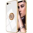 thumbnail image 2 of for iPhone 8/iPhone 7/iPhone SE 2020 Case for Women Ring Holder, 360 TPU Rotation Kickstand Case with Stand Glitter Plating Rose Gold Work with Magnetic Mount Slim Luxury Case Girly White, 2 of 14