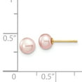 thumbnail image 3 of 14k 5-6mm Pink Button Freshwater Cultured Pearl Stud Post Earrings 14k Yellow Gold Earrings, 3 of 3