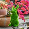 thumbnail image 2 of 13.2 Inch Green Flocked Standing Bunny Garden Statue, Easter Moss Green Rabbit Sculpture, Large Rabbit Figurine Resin Animal Sculpture Outdoor Easter Decor for Patio Lawn Yard Balcony Ornaments, 2 of 8