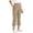 Khaki, variant on Lovzfmll Girl's Cropped Yoga Pants, Solid Color Split Hem 7/8 Length with Pockets, Casual Pants for Little Girls 10-11 Years