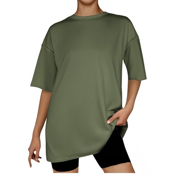 Taqqpue Womens Oversized T Shirts Summer Short Sleeve Crew Neck Shirts Casual Loose Fit Workout Comfy Fashion Blouse Beach Vacation Tee Tops