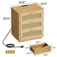 thumbnail image 3 of Biemlerfn Nightstand with Charging Station, 3 Drawers Bedside Table, Rattan End Table, Farmhouse Side Table for Bedroom, Living Room, Natural Wood, 3 of 12