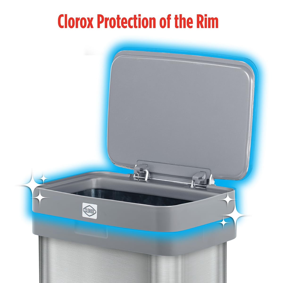 Clorox Trash Can, 13 Gal Stainless Steel Kitchen Garbage Bin with Wide Step Pedal, Silver