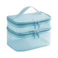 thumbnail image 2 of Bolsa de maquillaje de doble capa Bolsa de maquillaje de viaje transparente con asa Estuche organizador de maquillaje Neceser para joyería Botellas de , Azul Yinane Neceser de viaje, 2 of 8