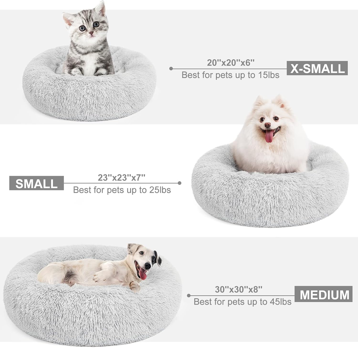 Orthopedic Dog Bed Comfortable Donut Cuddler Round Pet Beds Ultra Soft Washable Dog and Cat Cushion (20''/23''/30'') (23'', Brown)