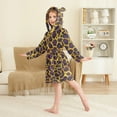 thumbnail image 2 of FORMRS Niños Bathrobe Unisex Hooded Robe Soft Plush Pajamas Sleepwear, Size 2-3T, Purple Leopard Pattern, 2 of 7