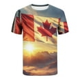 thumbnail image 4 of Jinhomg Mens Canada T Shirt Fancy Casual Canada Flag Graphic Tees Lightweight Comfy Short Sleeve Crew Neck Pullover Tops Fashion Daily Wear Gold L, 4 of 5